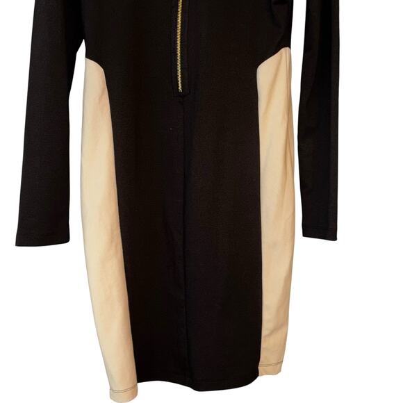 Corey P Color Block Dress NEW Zip Up Back 12 Slimming Design Black & Cream - Picture 6 of 10